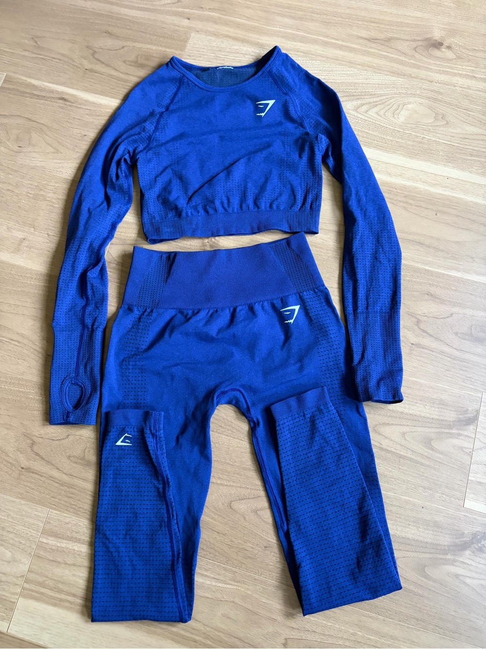 Gymshark Cobalt Blue Seamless Long Sleeve Crop & Leggings Set